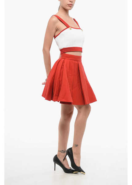 Fuste scurte Balmain Wool Flared Skirt Red Femei (BM 18688168) 4