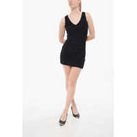 Rochii scurte V Neck Knitted Minidress Femei
