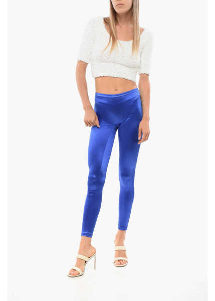 Colanti Elisabetta Franchi Lycra Leggings With Jewel Detail Blue Femei (BM 18688177) 4