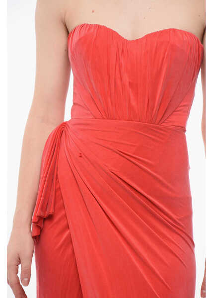 Rochii lungi Elisabetta Franchi Red Carpet Strapless Draped Dress Red Femei (BM 18688213) 3