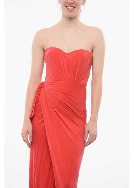 Rochii lungi Elisabetta Franchi Red Carpet Strapless Draped Dress Red Femei (BM 18688213) 4