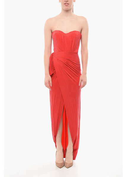 Rochii lungi Elisabetta Franchi Red Carpet Strapless Draped Dress Red Femei (BM 18688213) 1