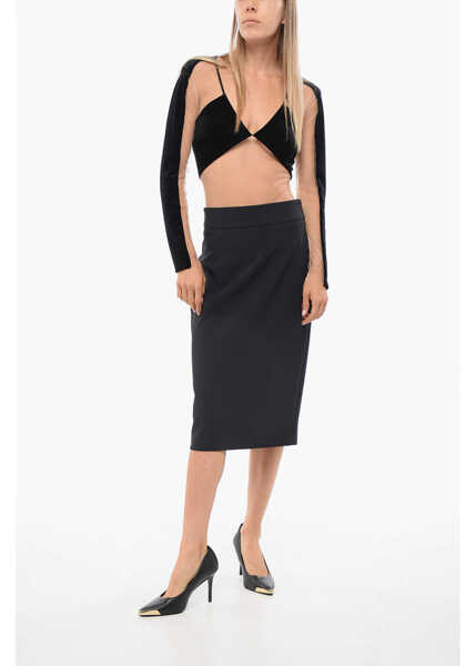 Fuste lungi Elisabetta Franchi Back Split Lined Pencil Skirt Black Femei (BM 18688222) 4