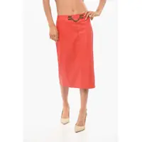 Fuste lungi Elisabetta Franchi Vegan Leather Skirt With Metal Logo