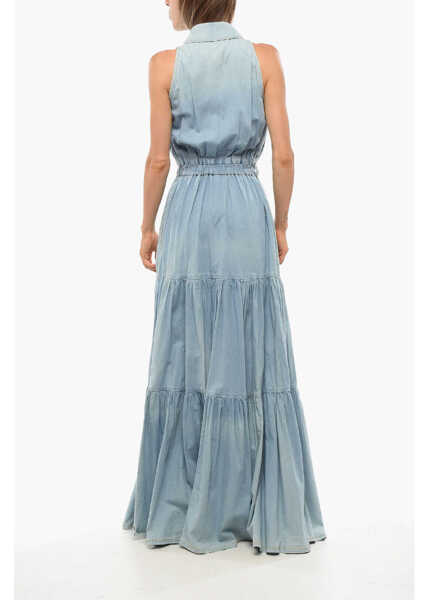 Camasi de blugi Elisabetta Franchi Flared Denim Shirt Dress Light Blue Femei (BM 18688234) 2