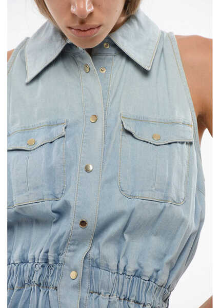 Camasi de blugi Elisabetta Franchi Flared Denim Shirt Dress Light Blue Femei (BM 18688234) 3