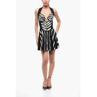 Rochii scurte Animal Patterned Halterneck Mini Dress Femei