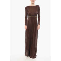 Rochii lungi Elisabetta Franchi Flared Maxidress With Chain Detail