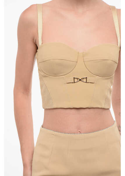 Bluze Elisabetta Franchi Back Zipped Bustier Top Beige Femei (BM 18688378) 3