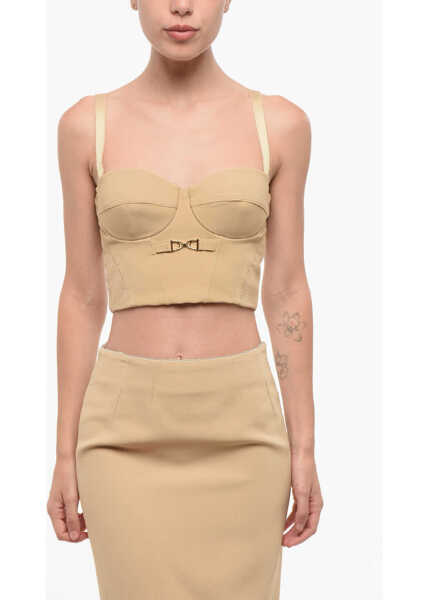 Bluze Elisabetta Franchi Back Zipped Bustier Top Beige Femei (BM 18688378) 1