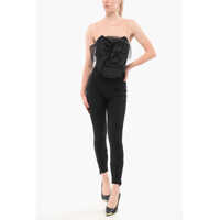 Salopete Elisabetta Franchi Slim Fit Jumpsuit With Mesh Insert And Organza Detail