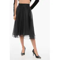 Fuste lungi Elisabetta Franchi Organza Midi Skirt With Side Buttoning