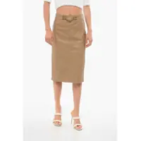 Fuste lungi Elisabetta Franchi Vegan Leather Skirt With Metal Logo