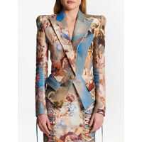 Imbracaminte Dama pagina 235 - Sacouri Balmain Patterned Linen 1-Button Blazer With Lace-Up Details Multicolor Femei (BM 18688411) - B-mall.ro