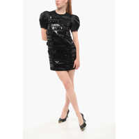 Rochii scurte Sequined Satin Minidress With Balloon Sleeves Femei