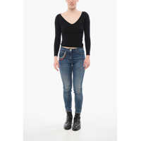 Imbracaminte Dama pagina 636 - Pulovere Elisabetta Franchi V Neck Sweater With Embroidered Logo Black Femei (BM 18688435) - B-mall.ro
