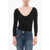 Elisabetta Franchi V Neck Sweater With Embroidered Logo Black