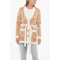 Cardigane Elisabetta Franchi Monogram Cardigan With Belt