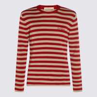 Pulovere Valentino Garavani White And Red Wool Knitwear Barbati
