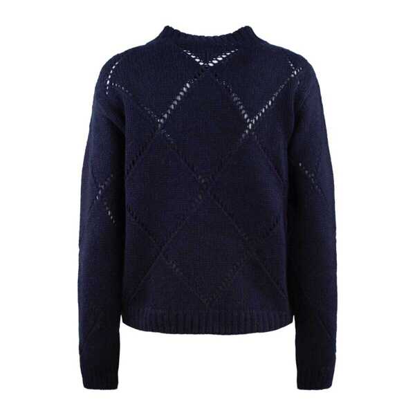 Pulovere Incotex Incotex Perforated Crewneck Sweater Blue BLUE Femei (BM 18690318) 2