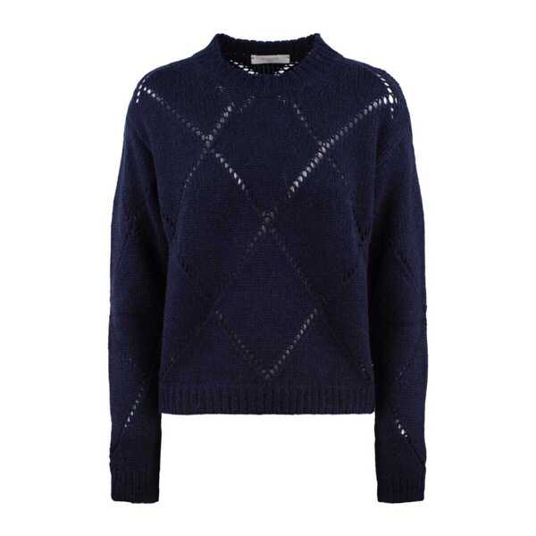 Pulovere Incotex Incotex Perforated Crewneck Sweater Blue BLUE Femei (BM 18690318) 1