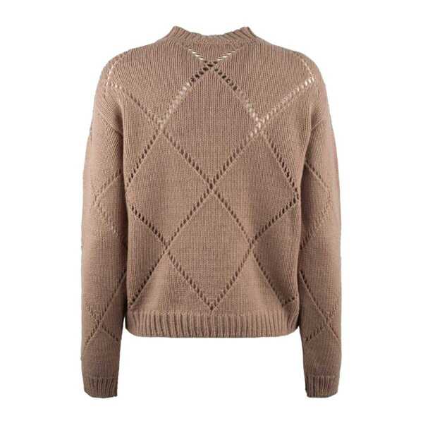 Pulovere Incotex Incotex Camel Crewneck Perforated Sweater BROWN Femei (BM 18690321) 2