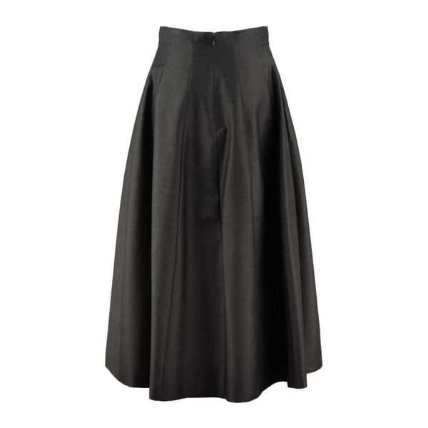 Fuste Alberta Ferretti Alberta Ferretti Grey Wool And Silk Midi Skirt GRAY Femei (BM 18690396) 2