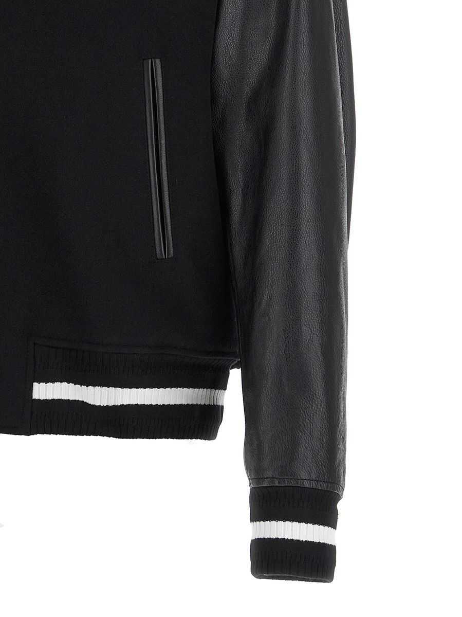 Bomber jacket Givenchy Givenchy Black Wool Leather Jacket Black Barbati (BM 18691020) 4