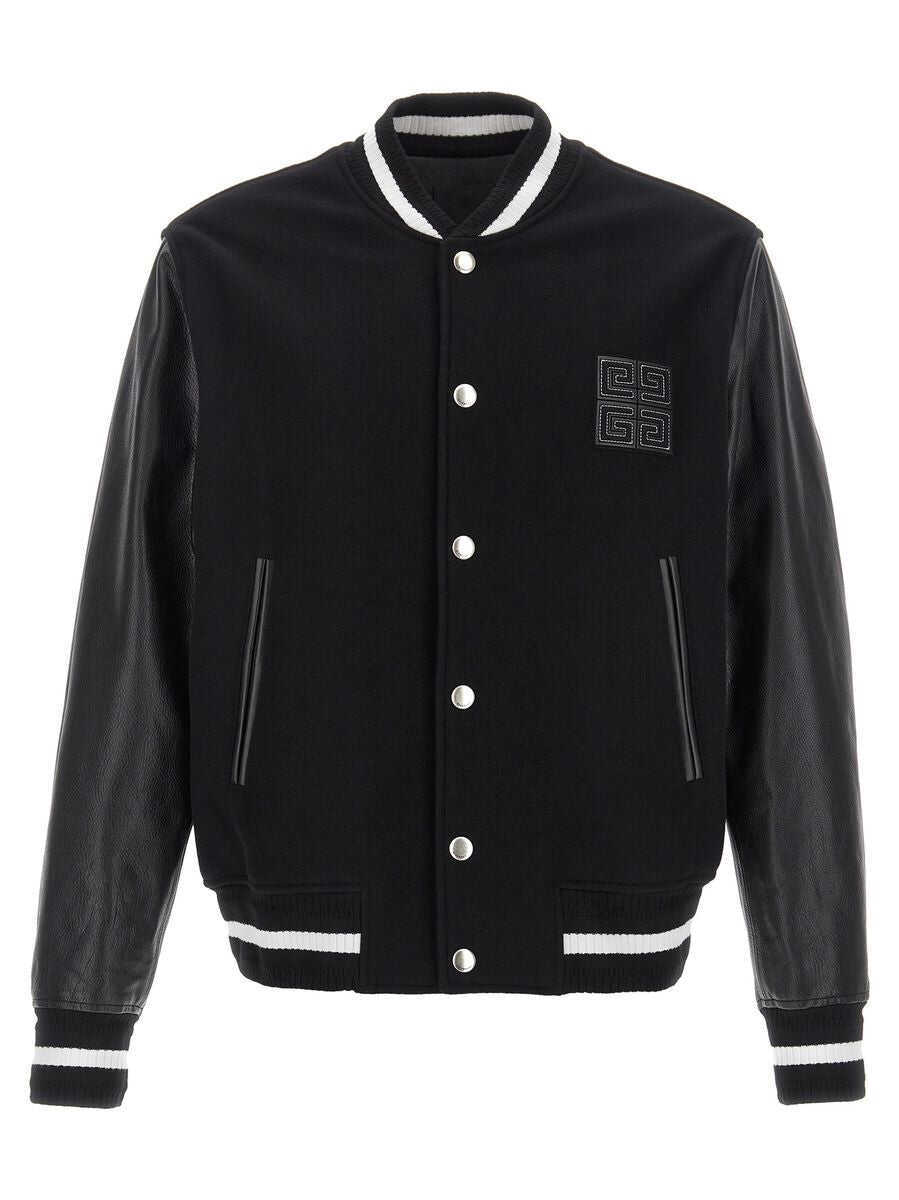 Bomber jacket Givenchy Givenchy Black Wool Leather Jacket Black Barbati (BM 18691020) 1