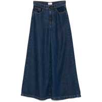Blugi Blue Five Pocket Jeans With Logo Patch On The Back In Denim For Women Femei
