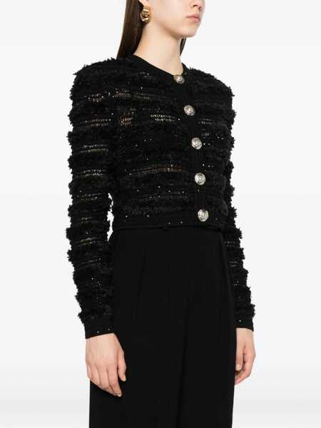 Cardigane Balmain Balmain Tweed Cardigan Black Femei (BM 18691779) 3