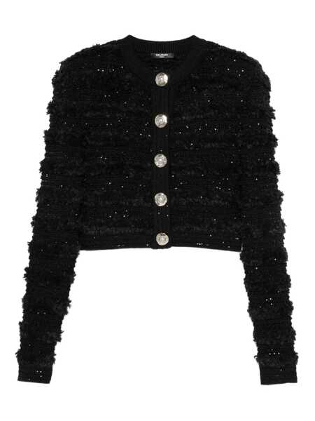 Cardigane Balmain Balmain Tweed Cardigan Black Femei (BM 18691779) 1