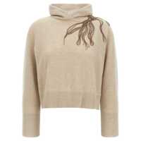 Pulovere Brunello Cucinelli 'Shiny Flower Embroidery' Sweater Femei