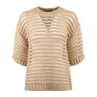 Pulovere Fabiana Filippi Camel Mesh Sweater Femei