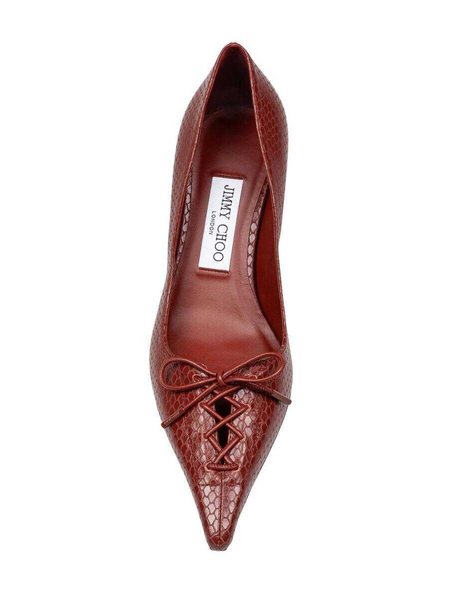 Pantofi cu toc Jimmy Choo Jimmy Choo Snakeskin-Print Leather Pumps Brown Femei (BM 18693312) 3