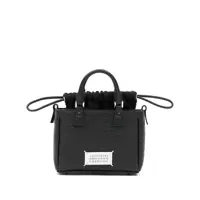 Genti de mana Maison Margiela Black Leather 5Ac Tote Horizontal Satchel Femei