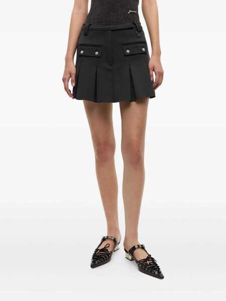 Fuste Ganni Ganni Black Pleated Miniskirt With Silver Details GREY Femei (BM 18693639) 2