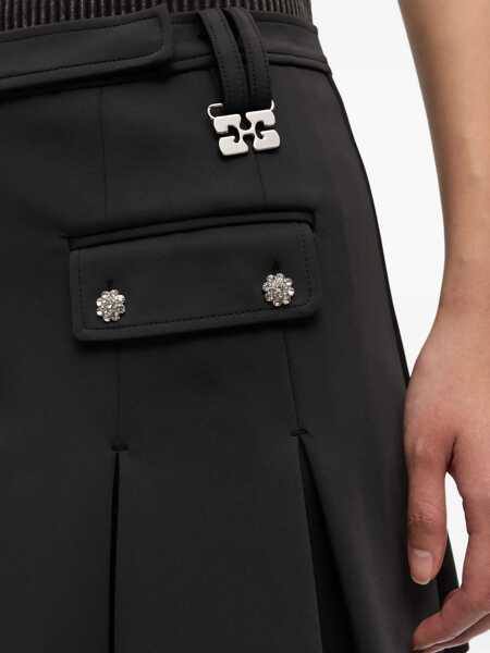Fuste Ganni Ganni Black Pleated Miniskirt With Silver Details GREY Femei (BM 18693639) 4