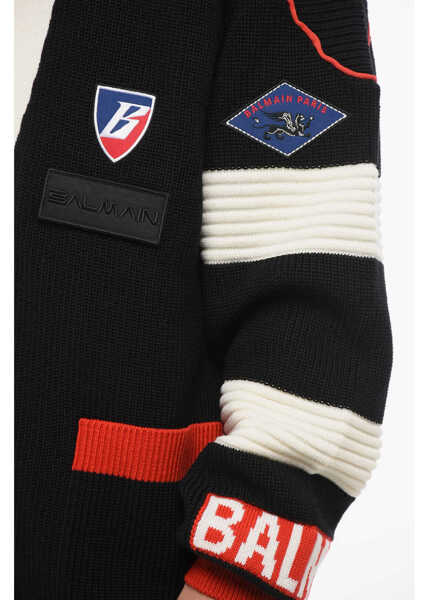 Cardigane Balmain Virgin Wool Cardigan With Contrasting Details Red Barbati (BM 18694069) 3