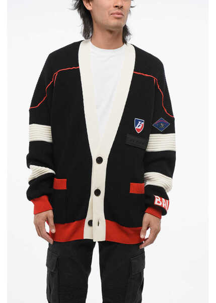 Cardigane Balmain Virgin Wool Cardigan With Contrasting Details Red Barbati (BM 18694069) 1