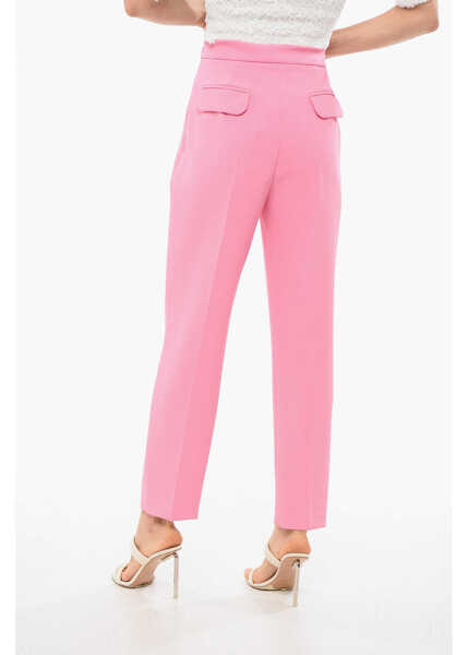 Pantaloni casual Elisabetta Franchi Pleated Tapered Fit Pants Pink Femei (BM 18694072) 2