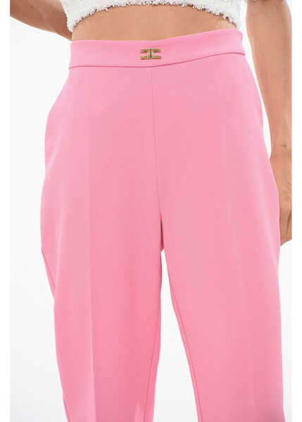 Pantaloni casual Elisabetta Franchi Pleated Tapered Fit Pants Pink Femei (BM 18694072) 3