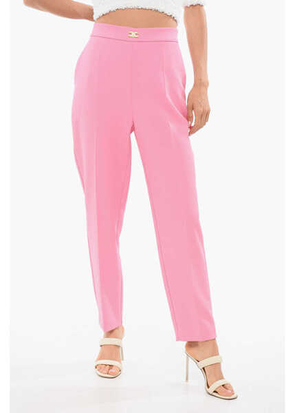 Pantaloni casual Elisabetta Franchi Pleated Tapered Fit Pants Pink Femei (BM 18694072) 1