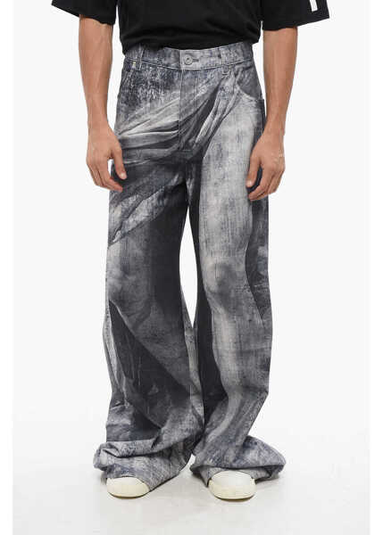 Blugi drepti Balmain Loose Fit Jeans With Statue Print 38Cm Blue Barbati (BM 18694075) 1