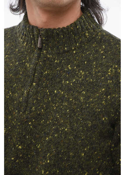 Bluze de trening Moorer Cashmere Blend Fedro Pullover With Half Zip Military Green Barbati (BM 18694081) 3