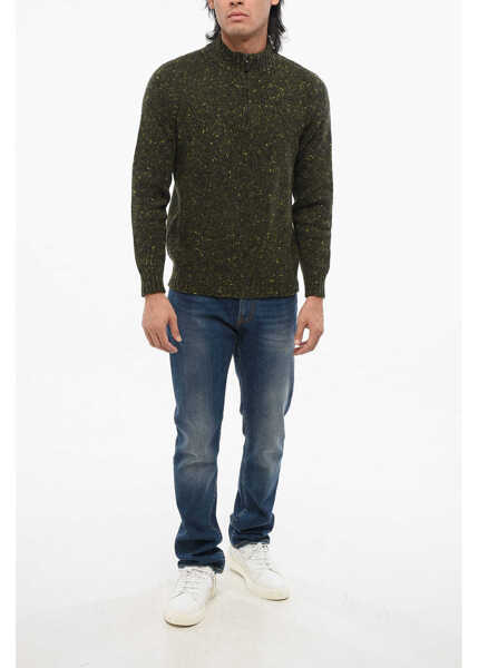 Bluze de trening Moorer Cashmere Blend Fedro Pullover With Half Zip Military Green Barbati (BM 18694081) 4