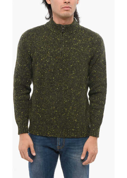 Bluze de trening Moorer Cashmere Blend Fedro Pullover With Half Zip Military Green Barbati (BM 18694081) 1