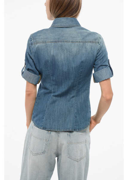 Camasi de blugi Elisabetta Franchi Denim Shirt With Embroidered Breast-Pocket Blue Femei (BM 18694084) 2