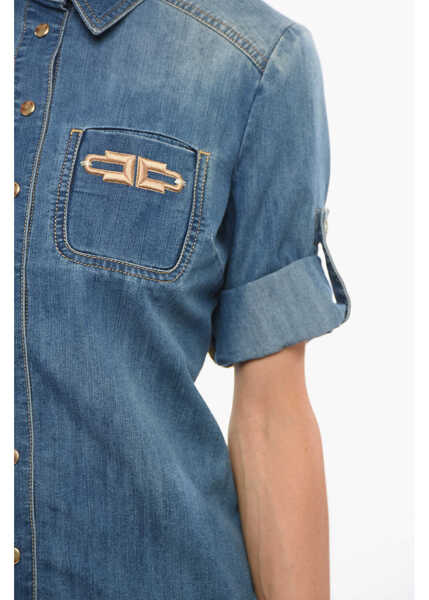 Camasi de blugi Elisabetta Franchi Denim Shirt With Embroidered Breast-Pocket Blue Femei (BM 18694084) 3