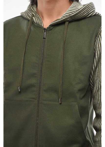 Pulovere Moorer Full-Zip Truman Sweater With Hood Military Green Barbati (BM 18694087) 3